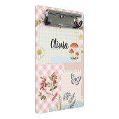 Chic Roze Geruit Mini Klembord met Bloemen Acc (Schuin)