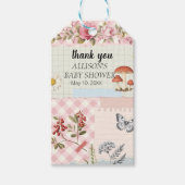 Chic Roze Geruite Gift Labels met Bloemen Accenten Cadeaulabel (Voorkant)