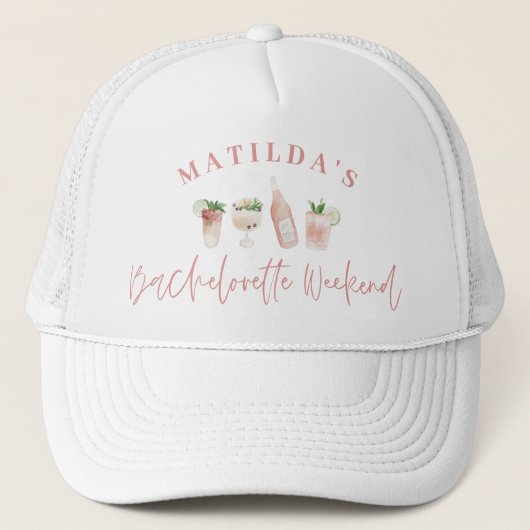 Chic roze girly bruiloft bachelorette weekend trucker pet (Voorkant)