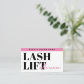 Chic Roze Glam Wimperlift Nazorggids Visitekaartje (Staand voorkant)