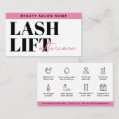 Chic Roze Glam Wimperlift Nazorggids Visitekaartje (Voorkant / Achterkant)