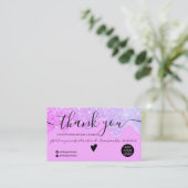 Chic roze glitter druppelt in een blauwe volgorde visitekaartje (Staand voorkant)