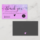 Chic roze glitter druppelt in een blauwe volgorde visitekaartje (Voorkant / Achterkant)