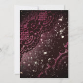Chic roze glitter druppelt monogram zwarte kant kaart (Achterkant)