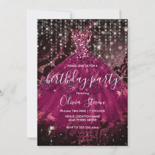 Chic roze glitter druppelt monogram zwarte kant kaart
