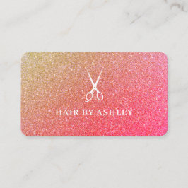 Chic Roze Glitter Haar Schoonheidssalon Loyaliteit Visitekaartje