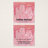 Chic roze Glitter Marble Drids Earning Display Vierkante Visitekaartjes (Voorkant /achterkant)