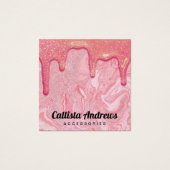 Chic roze Glitter Marble Drids Earning Display Vierkante Visitekaartjes (Voorkant)