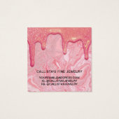 Chic roze Glitter Marble Drids Earning Display Vierkante Visitekaartjes (Achterkant)