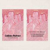 Chic roze Glitter Marble Drids Earning Display Visitekaartje (Voorkant /achterkant)