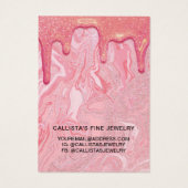 Chic roze Glitter Marble Drids Earning Display Visitekaartje (Achterkant)