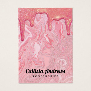 Chic roze Glitter Marble Drids Earning Display Visitekaartje