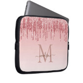 Chic roze glitter Monogram Laptop hoesjes Laptop Sleeve (Voorkant Rechts)
