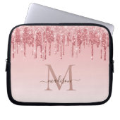 Chic roze glitter Monogram Laptop hoesjes Laptop Sleeve (Voorkant)