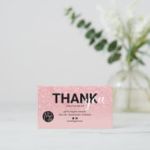 Chic roze glitter ombre cool logo orde dank u visitekaartje (Staand voorkant)