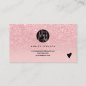 Chic roze glitter ombre cool logo orde dank u visitekaartje (Achterkant)