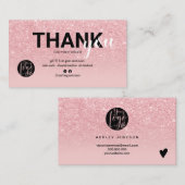 Chic roze glitter ombre cool logo orde dank u visitekaartje (Voorkant / Achterkant)