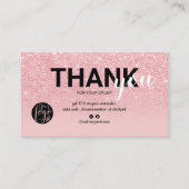 Chic roze glitter ombre cool logo orde dank u visitekaartje (Voorkant)