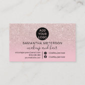 Chic roze glitter ombre girale harsmake-up klantenkaartje (Achterkant)