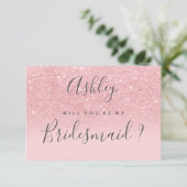 Chic roze glitter ombre is mijn bruidsmeisje kaart (Staand voorkant)