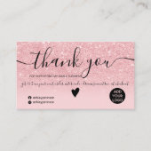 Chic roze glitter ombre sparkles order bedankt visitekaartje (Voorkant)
