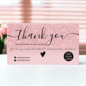 Chic roze glitter ombre sparkles order bedankt visitekaartje