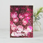 Chic Roze Glitter Retro Disco Ball Vrijgezellenfee Kaart (Staand voorkant)