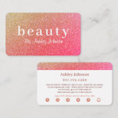 Chic Roze Glitter Schoonheidssalon Loyaliteit Visitekaartje (Voorkant / Achterkant)