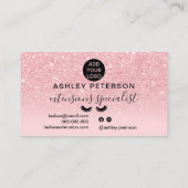 Chic roze glitter sparkles ombre girly eyelashes visitekaartje (Achterkant)