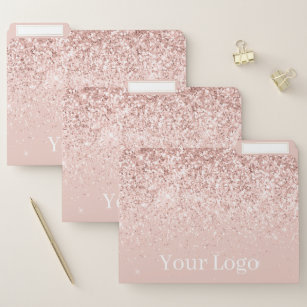 Chic roze glitter Uw Logo Kantoor mappen