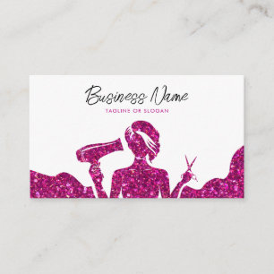 Chic Roze Glitter Vrouw Kapper Afsprakenkaartje