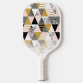 Chic roze Gold driehoeken - aangepaste monogram te Pickleball Paddle (Voorkant)