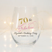 Chic Roze Goud 70ste Verjaardag Party Favoriet Wijnglas Zonder Voet