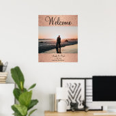 Chic Roze Goud Aangepaste Foto Welkom Trouwposter Poster (Thuiskantoor)