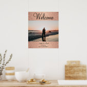 Chic Roze Goud Aangepaste Foto Welkom Trouwposter Poster (Keuken)