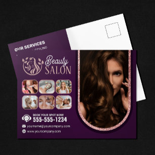 Chic Roze Goud Beauty Spa Haar Nagel Make-up Salon Briefkaart