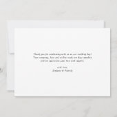 Chic Roze Goud Folie Confetti Drops Zwarte Trouwda Bedankkaart (Achterkant)