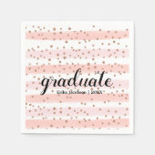 Chic Roze & Goud Gestreepte Afstuderen Party Serve Servetten (Voorkant)