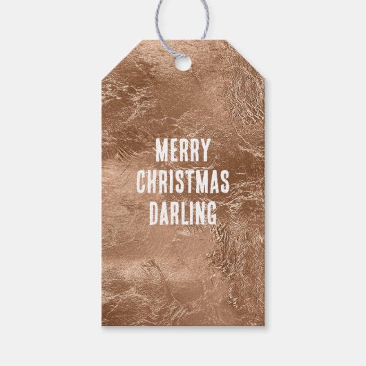 Chic Roze Goud Glam Glitzy Glitter Cadeaulabel (Voorkant)