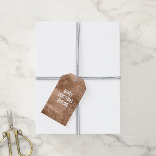 Chic Roze Goud Glam Glitzy Glitter Cadeaulabel (Met Touw)