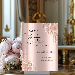 Chic Roze Goud Glitter Druppels Bewaar De Datum Save The Date
