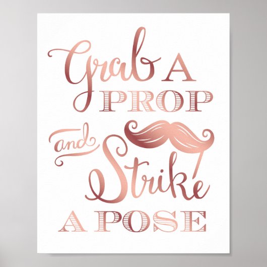 Chic Roze Goud GRAB A PROP Foto Bord Print (Voorkant)