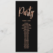 Chic Roze Goud Moderne Typografie Huwelijksprogram Programmakaart (Achterkant)