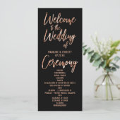 Chic Roze Goud Moderne Typografie Huwelijksprogram Programmakaart (Staand voorkant)