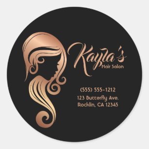 Chic Roze Gouden Beauty Girl Kapsalon en Visagie S Ronde Sticker