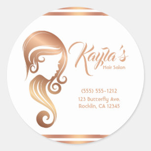 Chic Roze Gouden Beauty Girl Kapsalon en Visagie S Ronde Sticker