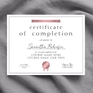 Chic Roze Gouden Certificaat Cursusonderscheiding
