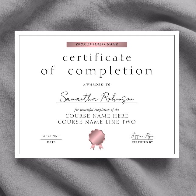 Chic Roze Gouden Certificaat Cursusonderscheiding (Creator heeft geüpload)