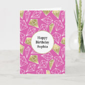 Chic Roze Gouden Diamanten Glitter Kaart (Voorkant)