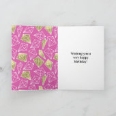Chic Roze Gouden Diamanten Glitter Kaart (Binnen)